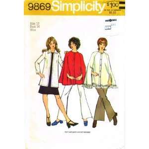 Simplicity 9869 Vintage Sewing Pattern Misses Cape Cardigan Size 12 