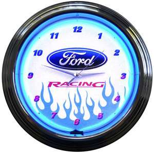 Ford Racing neon clock sign Muscle Car Man Cave  