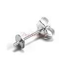   Silver 3mm Stud Earring Post Cup Pin Pearl Setting w/ Clutches / nut