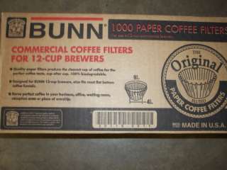 BUNN 12 CUP COMMERCIAL COFFEE FILTERS 1000 COUNT 9 3/4 X 4 1/4 INCHES 