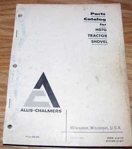 Allis Chalmers HD7G Crawler Tractor Shovel Part Catalog  