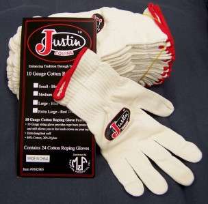 Justin Equine 10 Gauge Cotton Roping Rodeo Gloves 24 Pack Extra Large 