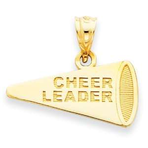    14k Gold Solid Polished Cheerleader Megaphone Pendant Jewelry