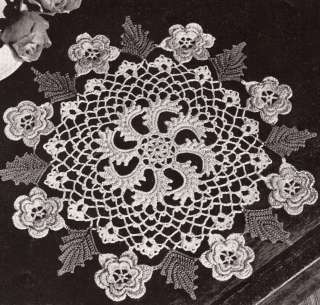 Vintage Crochet Irish Rose Flower Doily Pattern Mat 2  