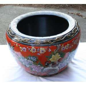  Oriental Antiques Porcelain Fish Bowl Planter in Birds 16 