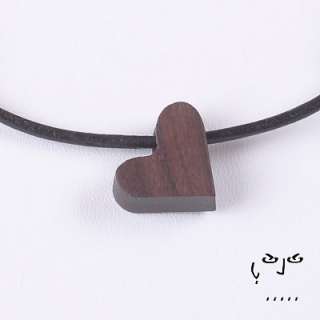 Womens Wooden Heart Pendant with Leather Necklace  