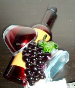 Acrylic Wine Bottle Night Light * Nite Lite * Wine Glass * Grapes 