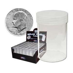  COIN STORAGE TUBES, round clear plastic w/ screw on tops 