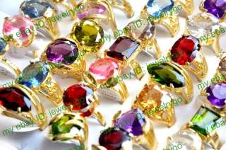 Wholesale 25pcs mix style CZ &gold p rings jewelry  