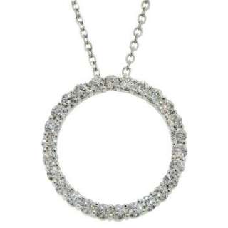 82ct Diamond Circle Eternity Pendant Necklace Modern 14k White Gold 
