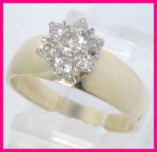 10kyg Diamond Cluster Wide Band Engagement Ring .45ct  