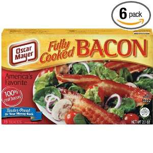 Oscar Mayer Pre Cooked Bacon Slices, 2.1 Ounce Boxes (Pack of 6)