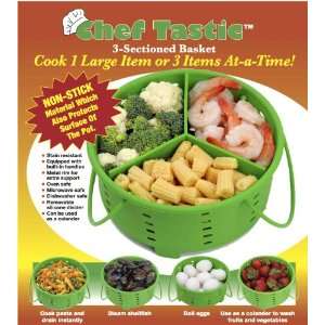 CHEF TASTIC 3 SECTIONAL SILICONE COOKING BASKET WITH REMOVABLE 