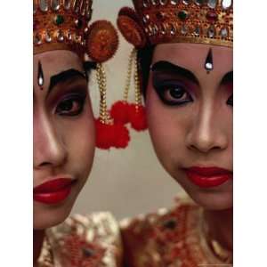 Twin Sisters in Legong Costumes Make a Perfect Matched Pair, Indonesia 