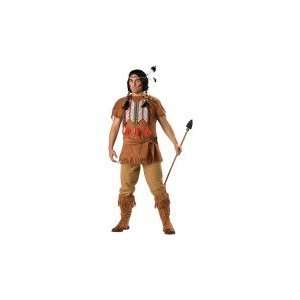   costume includes a tan tunic with fringe detail, pants, boot covers