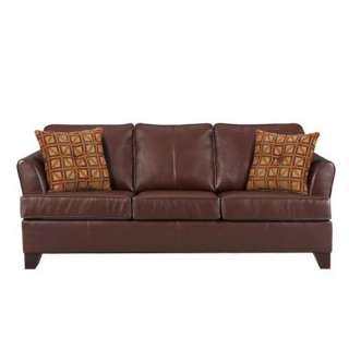  Simmons Umber Brown Soft Bonded Leather Sofa
