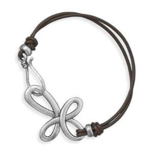    Double Strand Leather Cross Fashion Bracelet (7 Inch) Jewelry