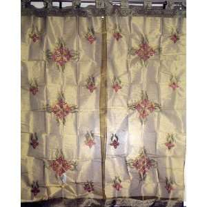  Sheer India Designer Curtains 2 Handmade Vegas Gold Door Window 