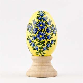 Flowers on Yellow Easter Egg, Hand Painted Easter Egg  