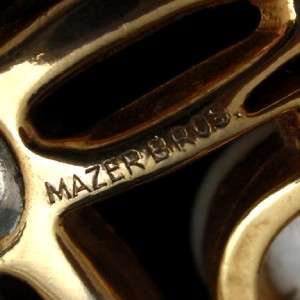 Scarab Clover Vintage Egyptian Revival Pin Mazer Bros  