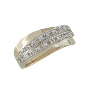  Garcia   size 12.00 14K Gold Two Row Diamond Ring Jewelry