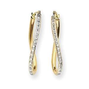  Diamond Fascination Oval Twist Hoop Earrings in 14k Yellow 