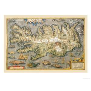   Iceland Giclee Poster Print by Abraham Ortelius, 24x32