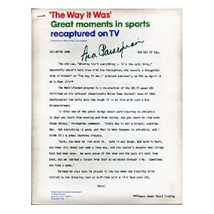  Ara Parseghian Autographed / Signed The Way It Was Press 