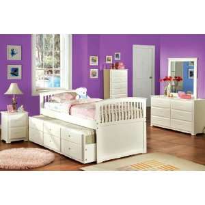  CM7035W Twin Size Captain Bed / Bella I / White Finish 