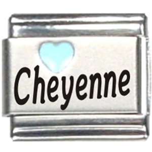  Cheyenne Light Blue Heart Laser Name Italian Charm Link 