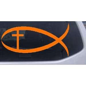 Orange 34in X 17.0in    Christian Fish Christian Car Window Wall 