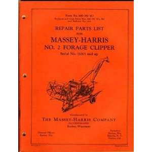 Massey Harris Repair Parts List No. 2 Forage Clipper