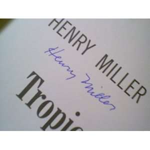 Miller, Henry Tropic Of Cancer  Book 1961 Signed Autograph
