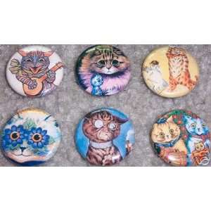  Set of 6 BRAND NEW Louis Wain One Inch Buttons / Pins 
