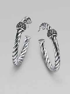 David Yurman   Diamond & Sterling Silver Hoop Earrings/1½
