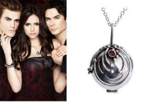 Vintage Vampire Diaries Elena Vervain Pendant Necklace RED Crystal 