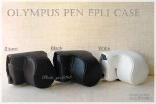 New Leather case bag Olympus EPL1 EPL2 E PL1 EPL 2 WH  