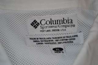 Mens Columbia PFG Performance Fishing Gear Shirt Size XL White Ext 