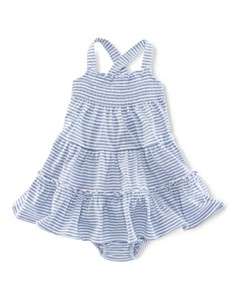 Ralph Lauren Childrenswear Infant Girls Stripe Smocked Dress   Sizes 