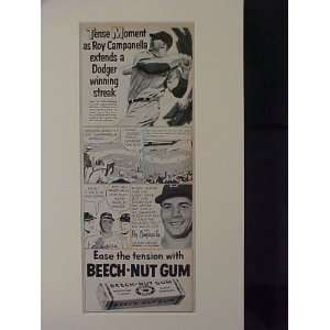 Roy Campanella Brooklyn Dodgers 1950 Beech Nut Gum Advertisement 