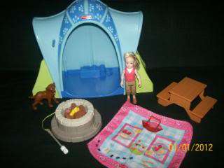   Loving Family Dollhouse Camping Tent Fire Girl Picnic Table ++  