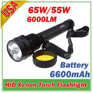   65W 55W 6600mAh 6000Lumen HID Xenon Torch Flashlights Spotlight w/Case