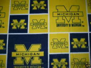 UNIVERSITY OF MICHIGAN COLLEGE LICENSED FLEECE FABRIC  