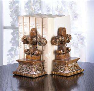 SET/2 FLEUR DE LIS BOOKENDS BRONZE COLORED  VERY NICE  