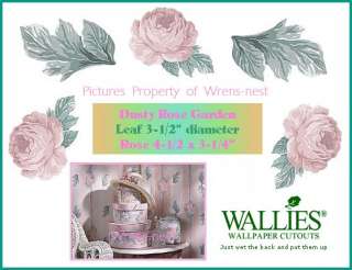 WALLIES 25 DUSTY PINK ROSE GARDEN ROSES LEAVES Cutouts  