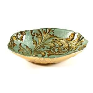 Arda Vanessa 8 1/2 Inch By 6 Inch Oval Bowl, Antique Turquoise Brown 
