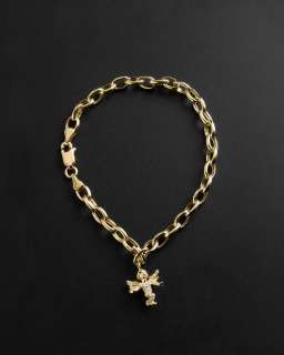 KC Designs 14k Gold Cherub Diamond Charm Chain Bracelet  