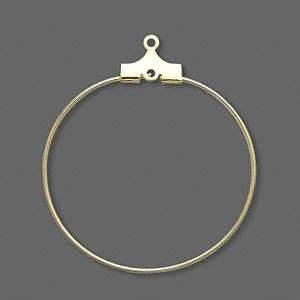 100 GOLD Plated BEADING HOOPS~Wine Charm RINGS ~ 30mm  