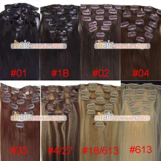 7pcs Clip on Chinese Human Hair Extensions,3 sizes  