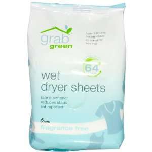  Grab Green Dryer Sheets Wet Dryer Cloths, Fragrance Free 